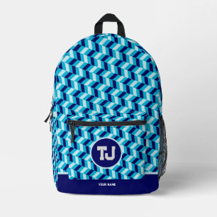 Modernes blaues Muster zurück zur Schule Bedruckter Rucksack
