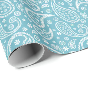 Modernes blaues Paisleymuster Geschenkpapier