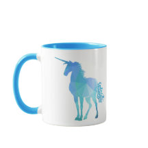 Modernes blaues Polygon-Einhorn