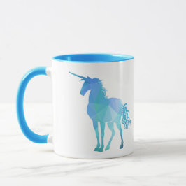 Modernes blaues Polygon-Einhorn Tasse
