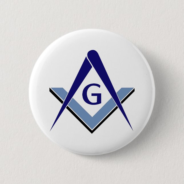 Modernes blaues Quadrat u. Kompassse Button (Vorderseite)