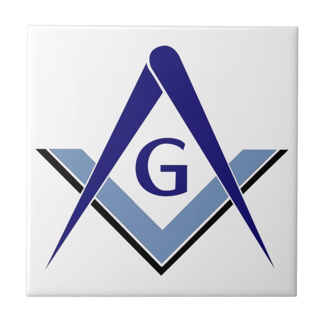 Modernes blaues Quadrat u. Kompassse Fliese (Vorderseite)