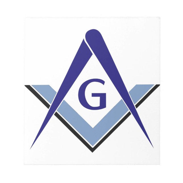 Modernes blaues Quadrat u. Kompassse Notizblock (Vorderseite)