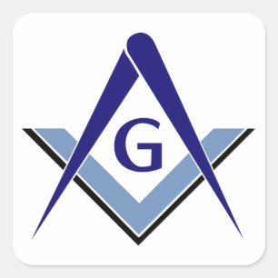 Modernes blaues Quadrat u. Kompassse Quadratischer Aufkleber