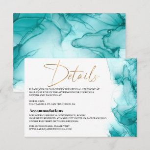 Modernes blaues türkisfarbenes Hochzeitsszenario RSVP Karte