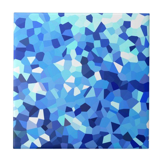 Modernes blaues und weißes Buntglas-Ozean-Mosaik Fliese (Vorderseite)