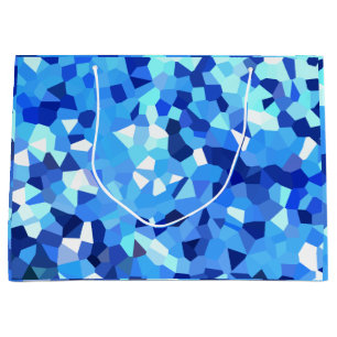 Modernes blaues und weißes Buntglas-Ozean-Mosaik Große Geschenktüte