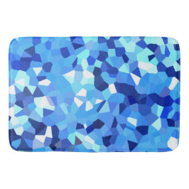 Modernes blaues und weißes Buntglas-Pixel-Mosaik Badematte