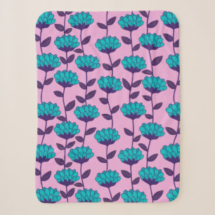 Modernes Blaupink-Blume-Muster Sherpadecke
