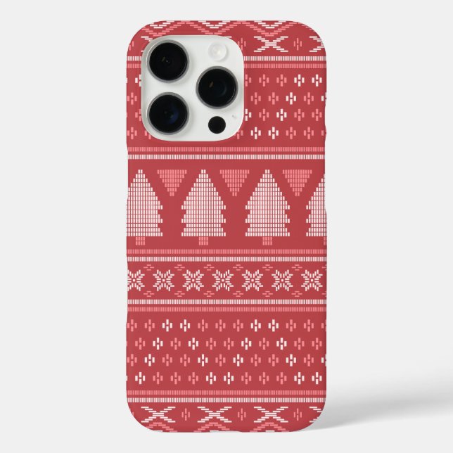 Modernes, blockierendes Weihnachtsbaummuster iPhone 16 Pro Hülle (Rückseite)