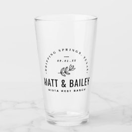 Modernes Bloom Wedding Monogram Glas