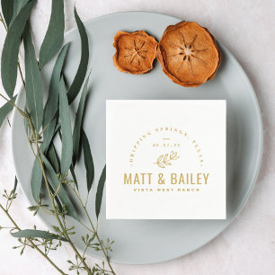 Modernes Bloom Wedding Monogram Senf Yellow Serviette