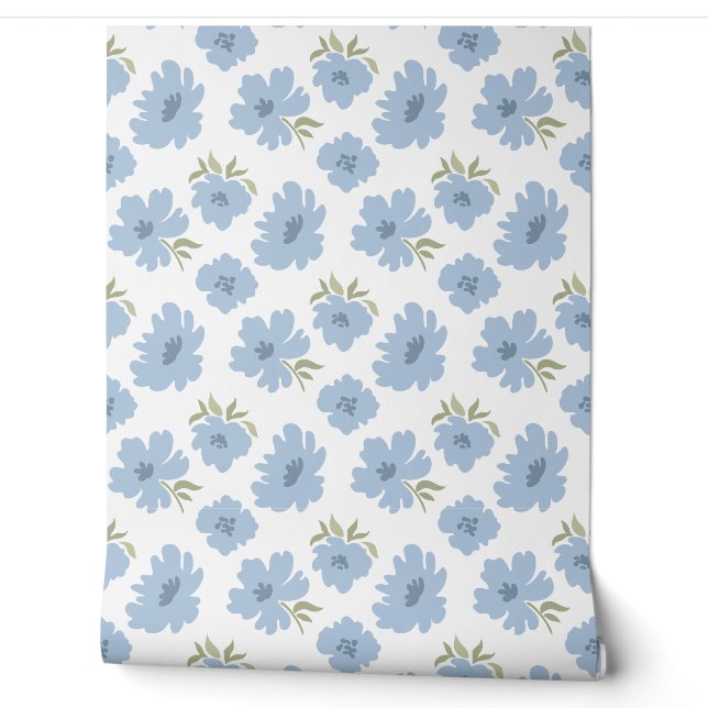 Modernes Blooms Dusty Blue Kinderzimmer Kids Room Tapete (Abrollen)