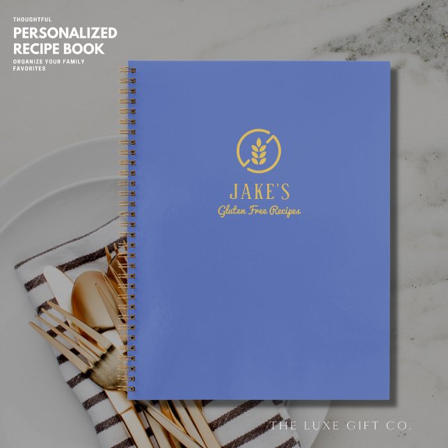 Modernes Blue and Gold Gluten Free Blank Recibook Notizbuch (Von Creator hochgeladen)