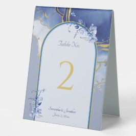 Modernes Blue Aqua Marmor Hochzeitstisch Zelt Zeic Tischaufsteller