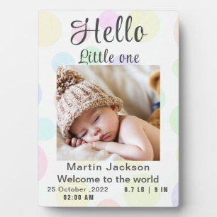 Modernes Blue Baby Boy Foto Geburtserklärung Fotoplatte