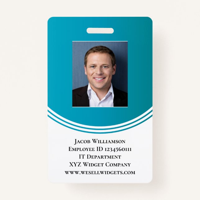 Modernes Blue Beruflich Business Employee Foto Ausweis (Vorderseite)