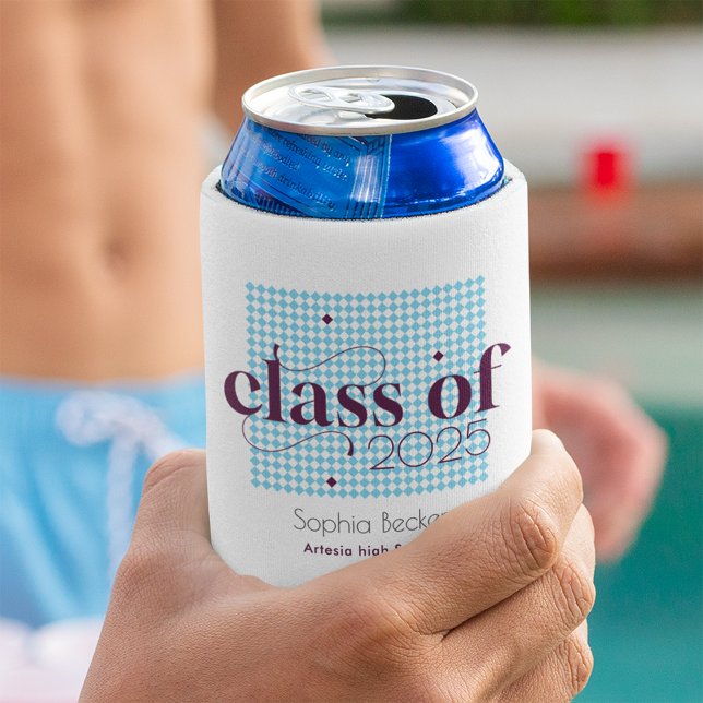 Modernes Blue Burgundy Graduation Cap Muster Dosenkühler (Von Creator hochgeladen)