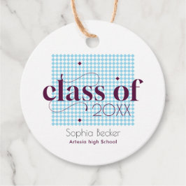 Modernes Blue Burgundy Graduation Cap Muster Geschenkanhänger