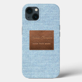 Modernes Blue Denim Jeans Textur Leather Patch Case-Mate iPhone Hülle