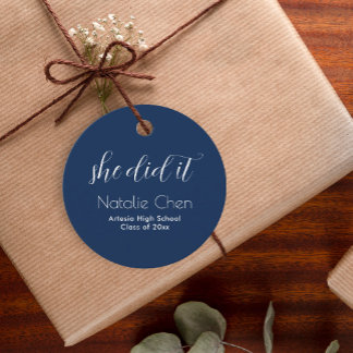 Modernes Blue Elegant Typografy Graduate Geschenkanhänger