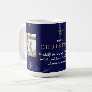 Modernes Blue Family Weihnachts-Foto Kaffeetasse