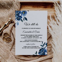Modernes Blue Floral Vow Renewal Einladung