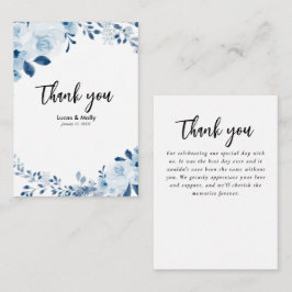 Modernes Blue French Floral Wedding Vielen Dank Mitteilungskarte