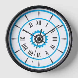 Modernes Blue Gear Roman Numerale Clock ⚙️ Uhr