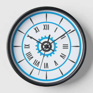 Modernes Blue Gear Roman Numerale Clock ⚙️ Uhr