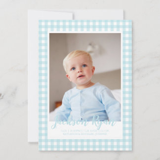 Modernes Blue Gingham Karo Pattern Foto Ankündigung