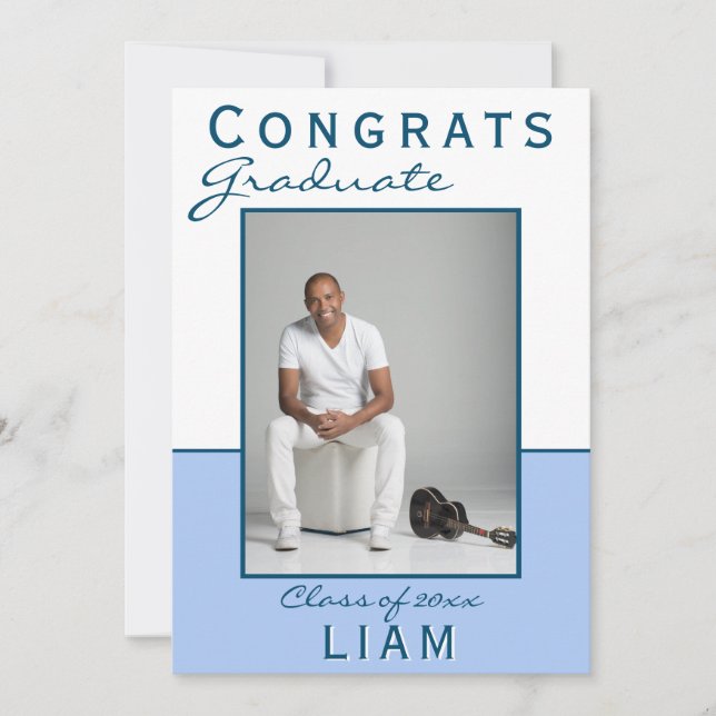 Modernes Blue Glückwunschs Graduate Abschluss Foto (Vorderseite)
