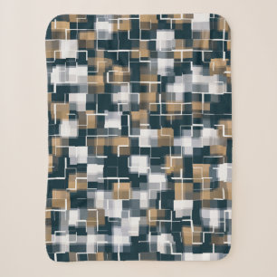Modernes Blue Gold Brown Schwarz-weiß Kariert Sherpadecke