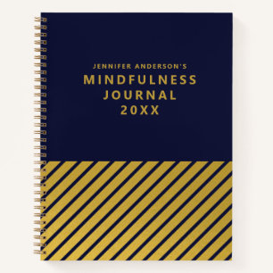 Modernes Blue Gold Foil Stripes Mindfully Journal Notizbuch