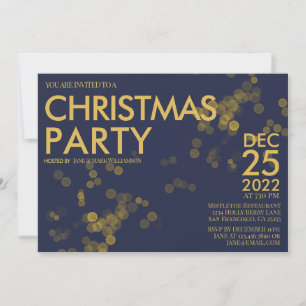 Modernes Blue Gold Glitzer Konfetti Weihnachten Pa Einladung