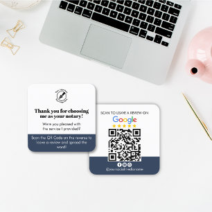 Modernes Blue Google Review QR Code Dank Notar Quadratische Visitenkarte