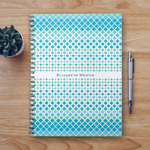 Modernes Blue Green Abstrakt Diamond-Notebook Notizblock