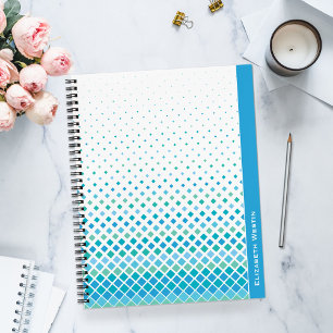 Modernes Blue Green Abstrakt Diamond-Notebook Notizbuch