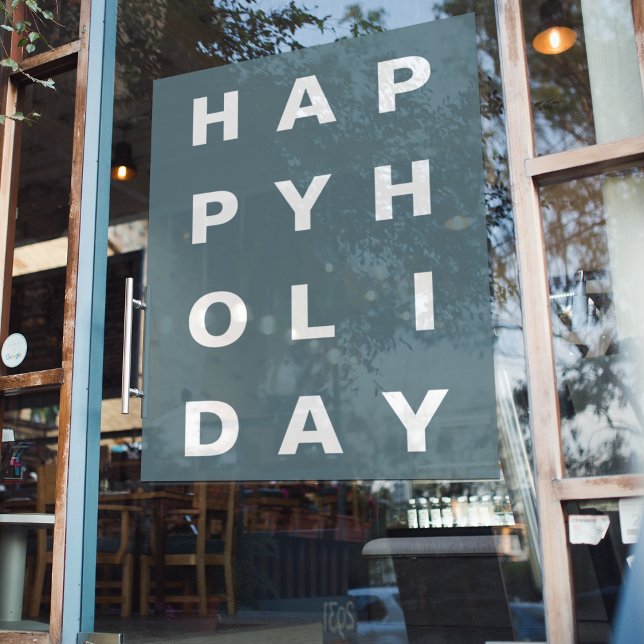 Modernes Blue Happy Holiday Fensteraufkleber (Von Creator hochgeladen)