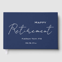 Modernes Blue Happy Retirement Personalisiert Gästebuch