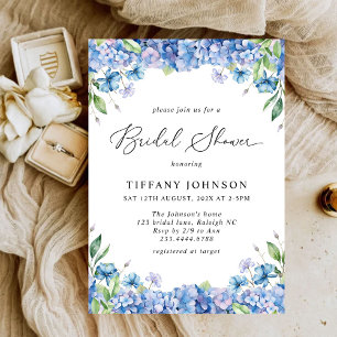 Modernes Blue Hydrangea Floral Brautparty Einladung