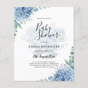 Modernes Blue Hydrangea Hochzeiteinladung QR Code Flyer