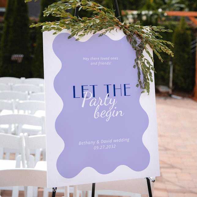 Modernes Blue Lavender Wave Frame Wedding Party-Ze Poster (Von Creator hochgeladen)