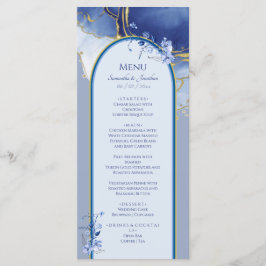 Modernes Blue Marble Wedding Flat Menu Menükarte