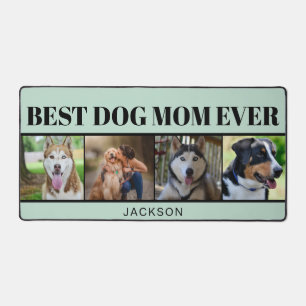Modernes Blue Minimalistisch Dog Mama Vier FotoCol Schreibtischunterlage