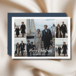 Modernes Blue Nautic Christmas Beach Foto Feiertagskarte<br><div class="desc">Diese Ferienkarte ist in einem frischen Blau-Weiß-Design gestaltet, ideal für Familien, die den Strand Liebe! Mit fünf Foto Spots können Sie Ihre Lieblingsfamilienmomente zeigen. Die Karte hat ein stilvolles Skript und ein nautisches Thema mit Segelbooten, sodass es Spaß und besonders. Es ist eine großartige Art, warme Wünsche zu senden und...</div>