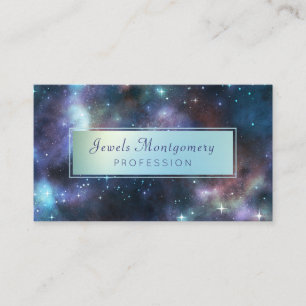 Modernes Blue Navy Galaxy Star Space Visitenkarte
