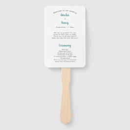 Modernes Blue & Pink Floral Wedding Programm Fächer