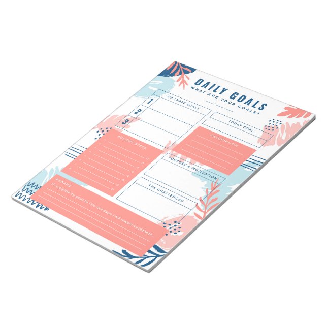 Modernes Blue-Powder Daily Goals Planner Notepad Notizblock (angewinkelt)