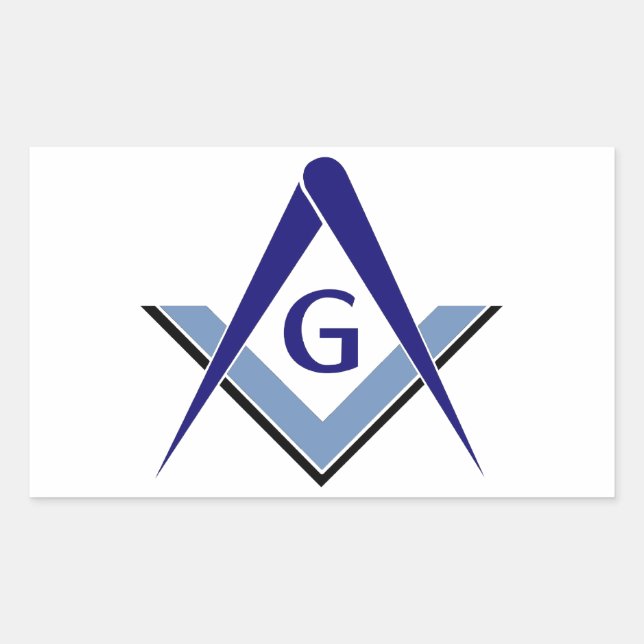 Modernes Blue Square & Compasses Rechteckiger Aufkleber (Vorderseite)